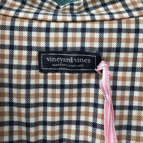NWT Vineyard Vines Plaid Long Sleeve Popover Dress Quinn Plain - Marshm - Large - Picture 4 of 9